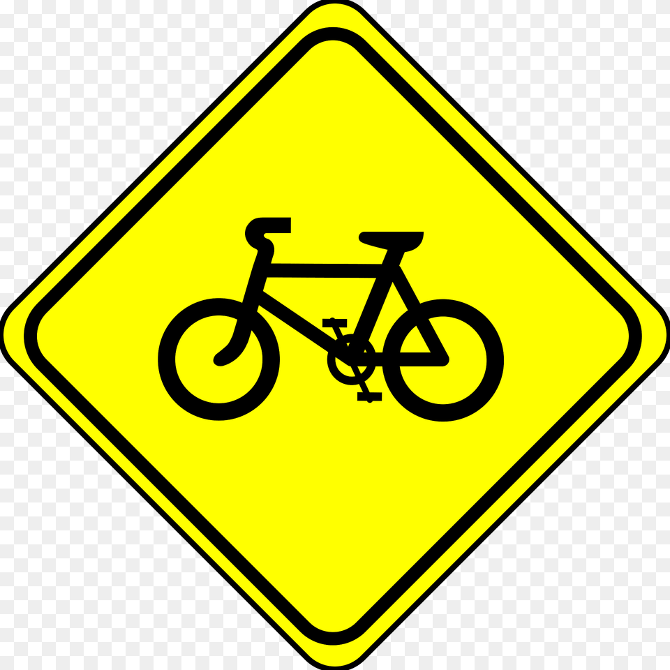 Roadsign Watch For Bicycles Clipart, Sign, Symbol, Bicycle, Transportation Png Image