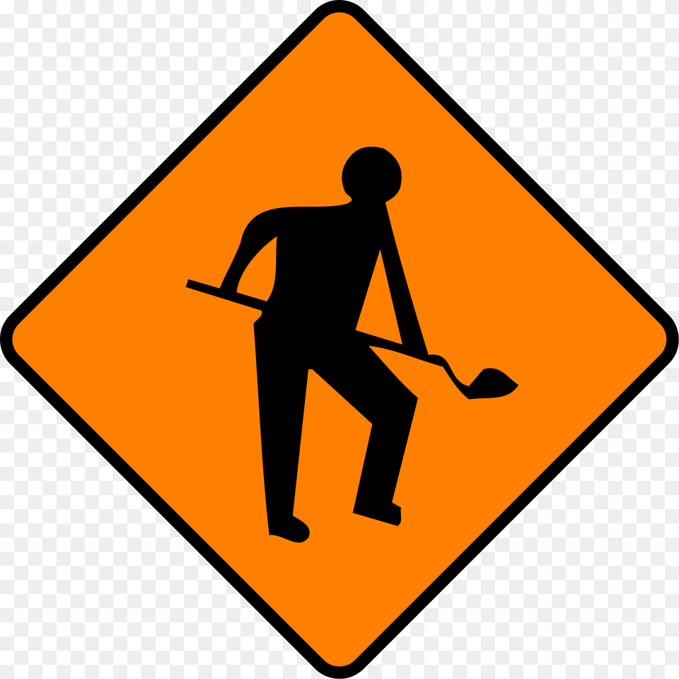Roadworks Ahead Sign In Ireland Clipart, Symbol, Adult, Male, Man Free Png Download