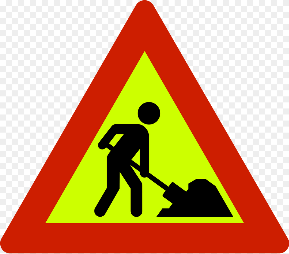 Roadworks Ahead Sign In Norway Clipart, Symbol, Road Sign Free Png Download