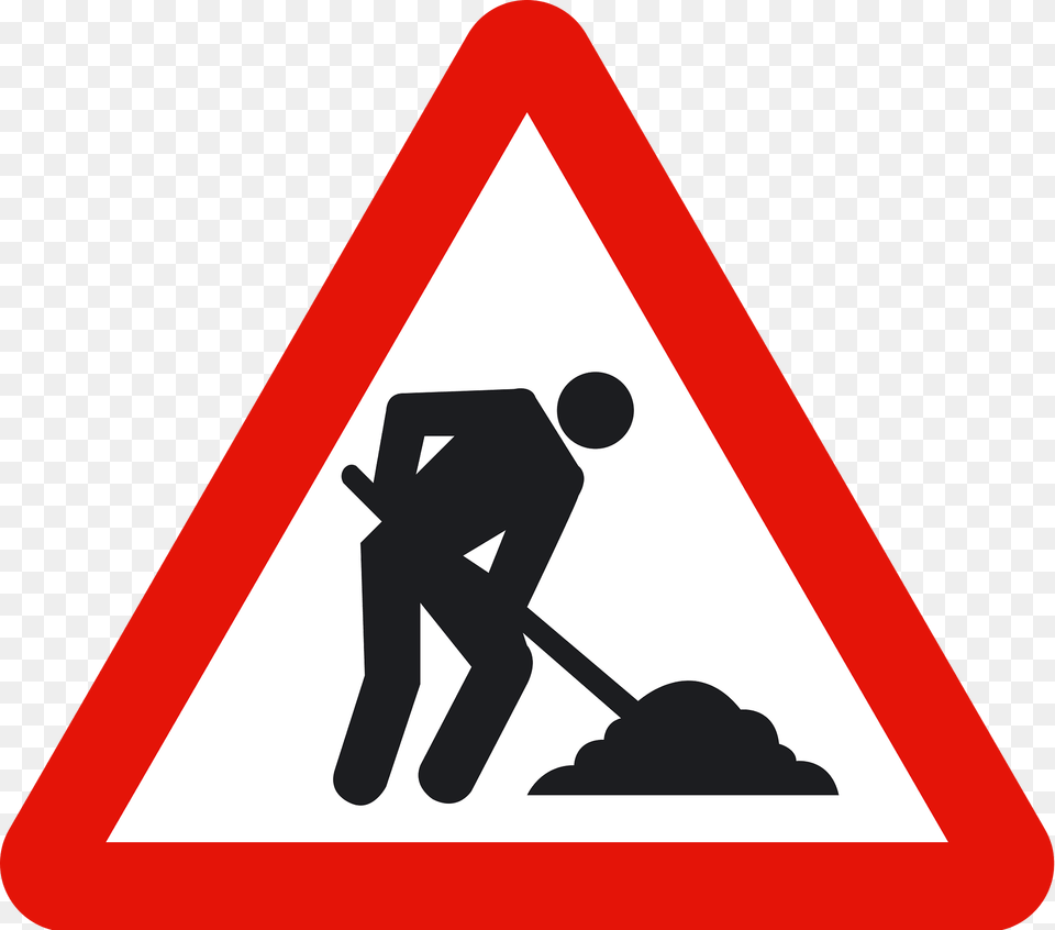 Roadworks Ahead Sign In Spain Clipart, Symbol, Road Sign, Dynamite, Weapon Free Png Download