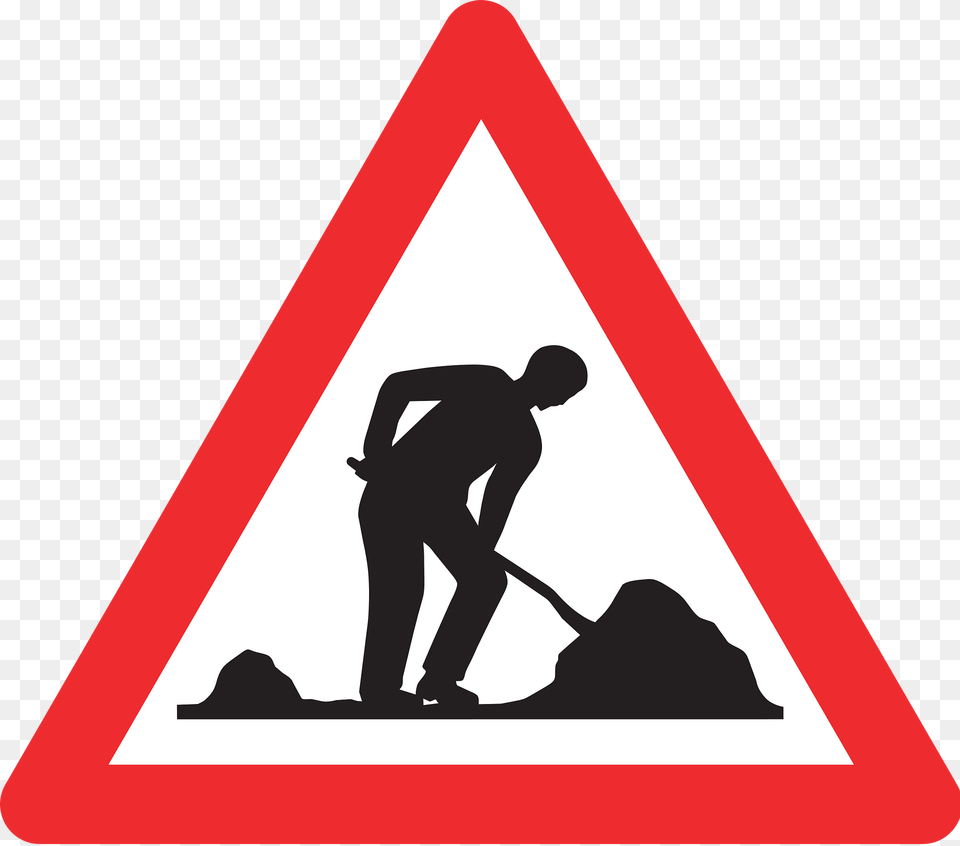 Roadworks Ahead Sign In Switzerland Clipart, Symbol, Adult, Male, Man Free Png