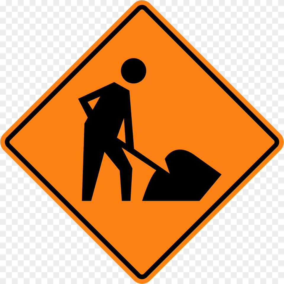 Roadworks Sign In Canada Clipart, Symbol, Road Sign Png