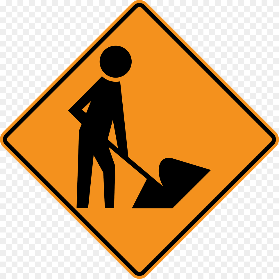Roadworks Sign In United States Clipart, Symbol, Road Sign, Adult, Male Png Image