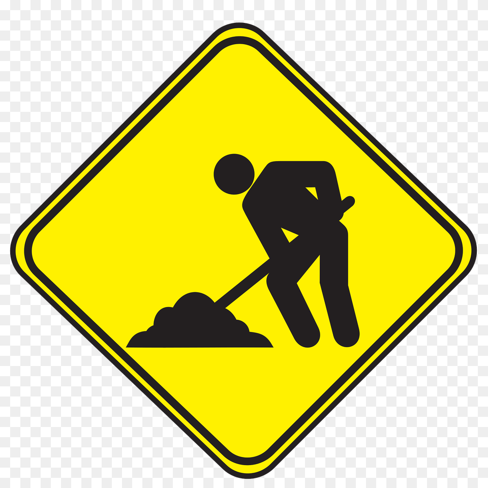 Roadworks Sign In Uruguay Clipart, Symbol, Road Sign, Adult, Male Png