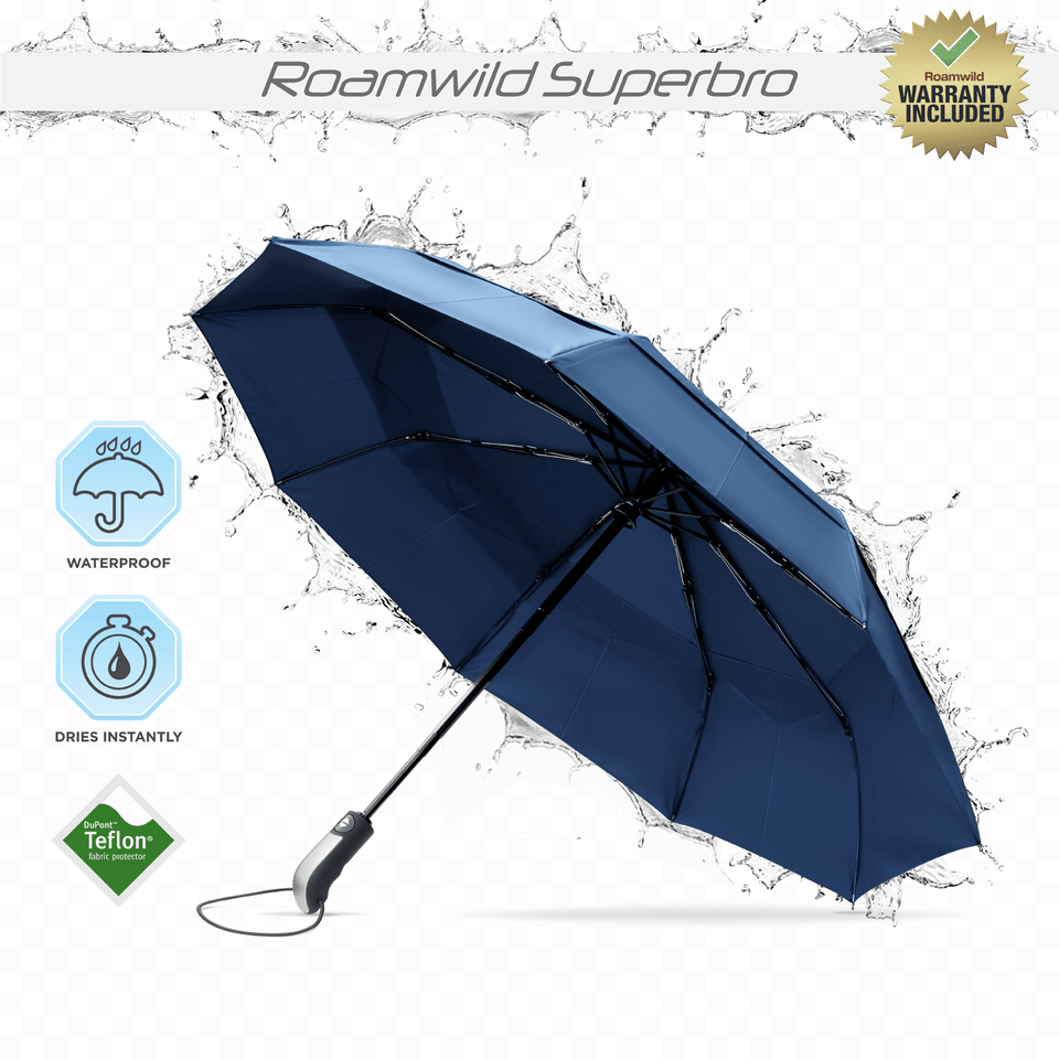 Roamwild Superbro Navy Premium Teflon Fast Drying Vented Umbrella, Canopy Free Png Download