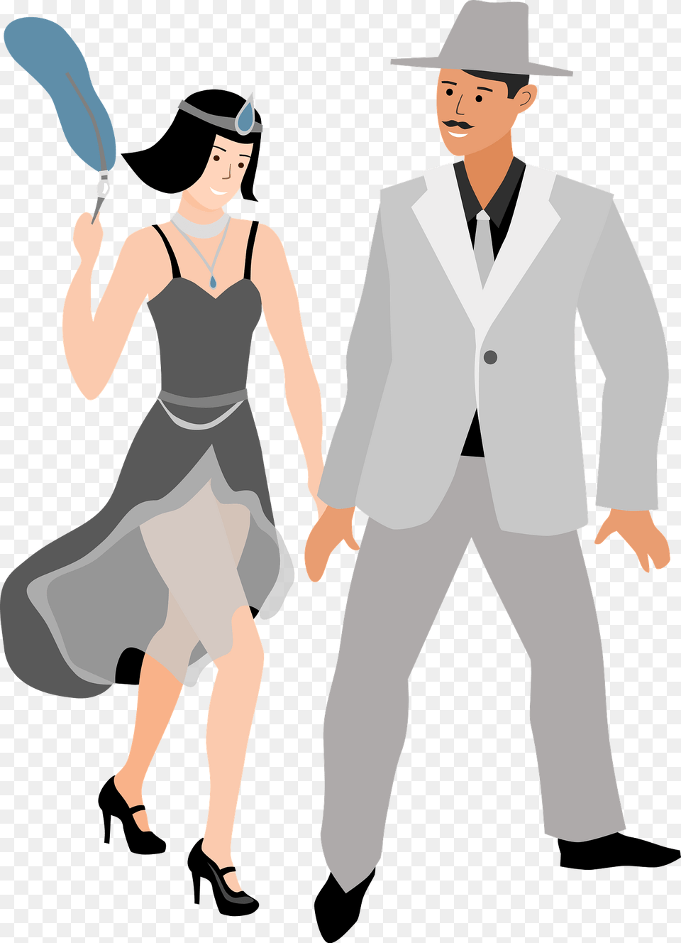 Roaring 20s Couple Clipart, Hat, Clothing, Suit, Formal Wear Free Transparent Png