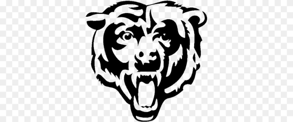 Roaring Bear Alternate Logo Chicago Bears Logo Black And White, Stencil, Animal, Lion, Mammal Free Png Download