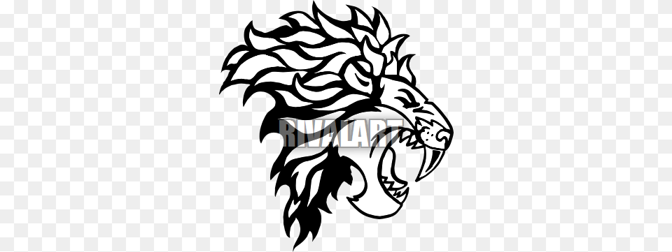 Roaring Lion Clipart, Stencil, Dragon, Face, Head Png Image