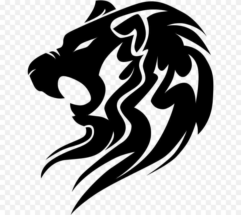 Roaring Lion Logo Lion Head Tribal Tattoo Design, Gray Free Png Download