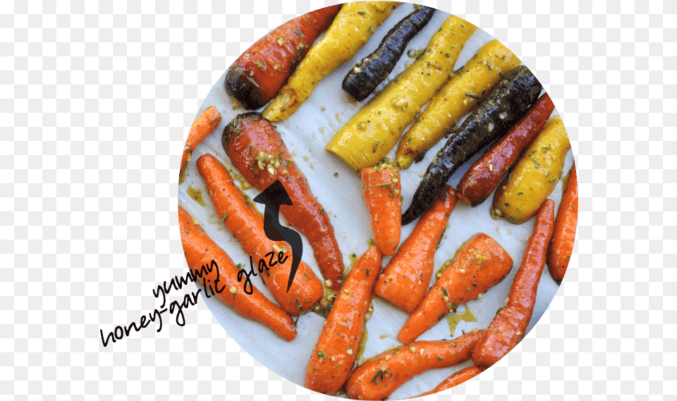 Roasted Carrots With Honey Mustard Glaze Overhead View Dish, Carrot, Food, Plant, Produce Free Png