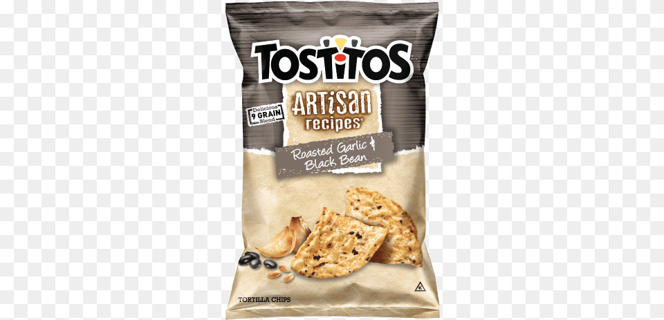 Roasted Garlic Amp Black Bean Tortilla Chips Artisan Black Bean And Garlic Chips, Bread, Cracker, Food, Pizza Free Png