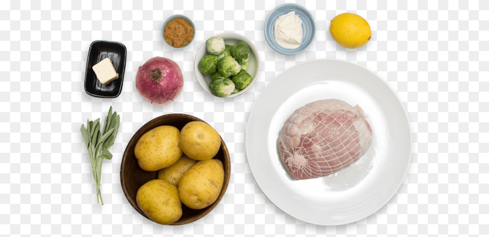 Roasted Turkey Amp Brussels Sprouts With Mashed Potatoes Yukon Gold Potato, Plate, Food, Produce, Meal Free Png Download