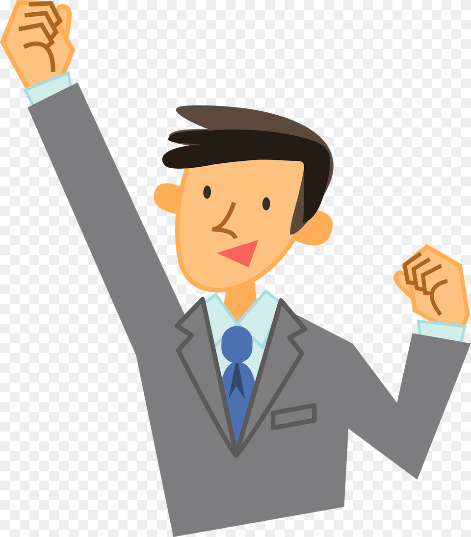 Robert Businessman Is Pumping A Fist Clipart, Accessories, Suit, Tie, Formal Wear Png Image