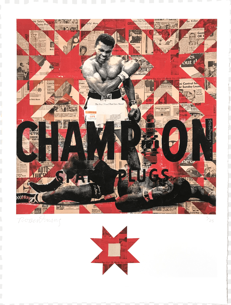 Robert Mars Be Killer Archival Print With Authentic Muhammad Ali Swatch Edition Of 25 18 X 24 Poster Free Png Download