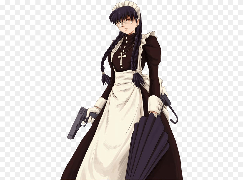 Roberta Maid Black Dress Anime Girl With Black Hair, Book, Publication, Comics, Adult Png Image