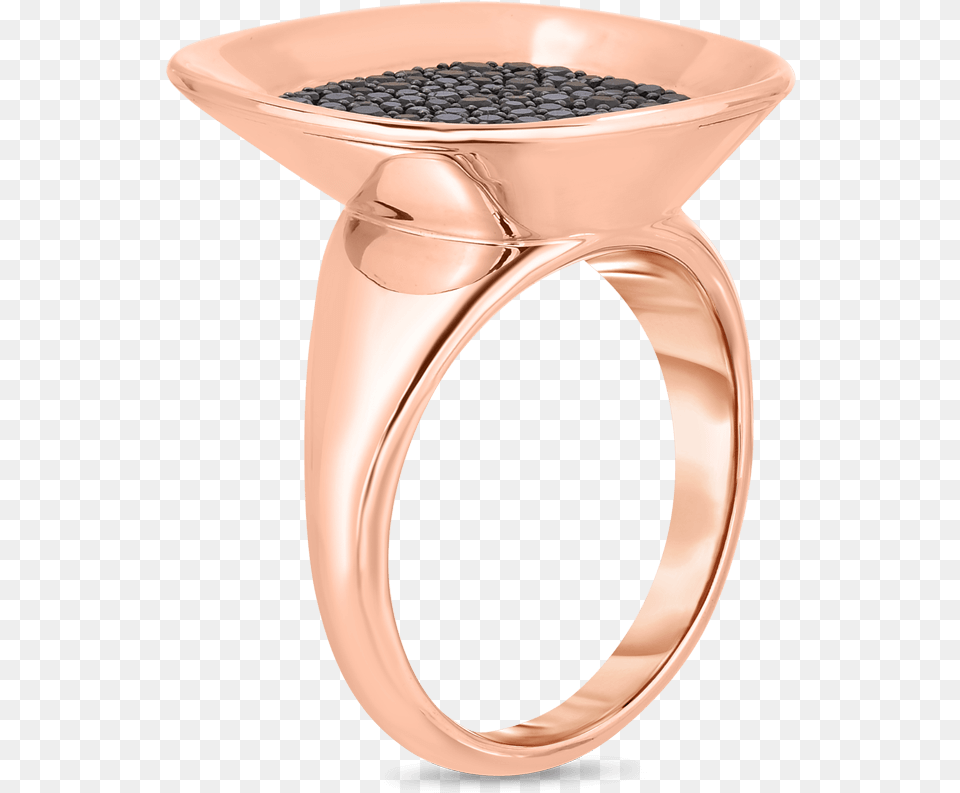 Roberto Coin 18k Rose Gold Small Ring With Black Diamonds Engagement Ring, Accessories, Jewelry, Diamond, Gemstone Free Png Download