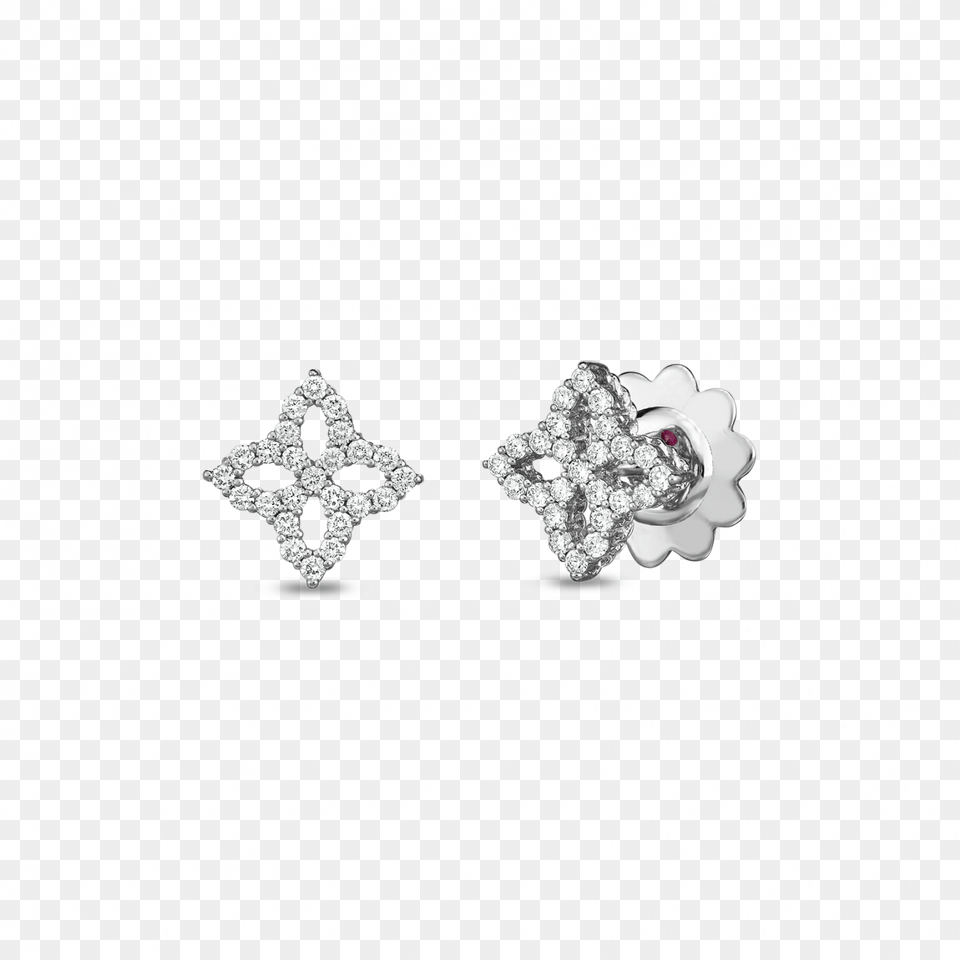Roberto Coin 18kt Diamond Outline Small Flower Stud Roberto Coin Princess Flower Diamond Stud Earrings, Accessories, Earring, Jewelry, Gemstone Png Image