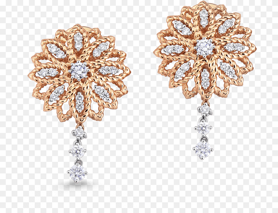 Roberto Coin Barocco 18k Rose Gold And 18k White Gold Earrings, Accessories, Earring, Jewelry, Diamond Png