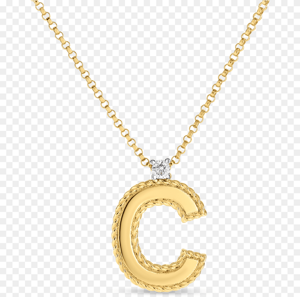 Roberto Coin Block Letter Pendant C Letter C Necklace Gold, Accessories, Jewelry, Diamond, Gemstone Free Png Download