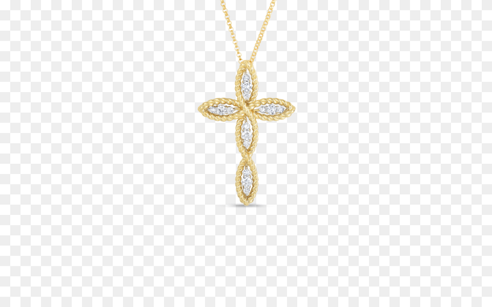 Roberto Coin Gold Cross Pendant With Diamonds Santa Fe Jewelry, Accessories, Necklace, Symbol, Diamond Png Image