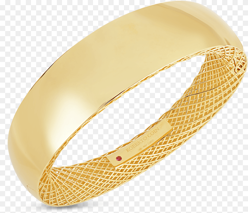 Roberto Coin Golden Gate 18k Yellow Gold Wide Golden Bangle, Accessories, Jewelry, Ornament Png
