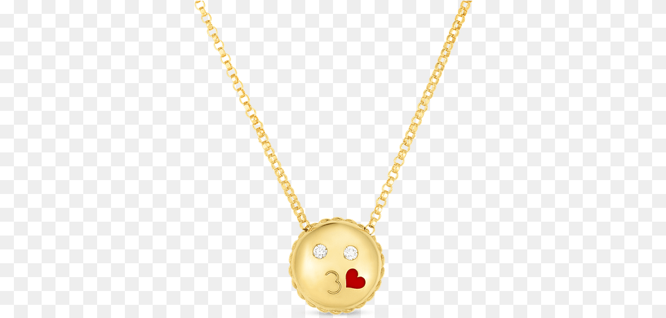 Roberto Coin Kiss Emoji Pendant With Diamonds Locket, Accessories, Jewelry, Necklace, Gold Png