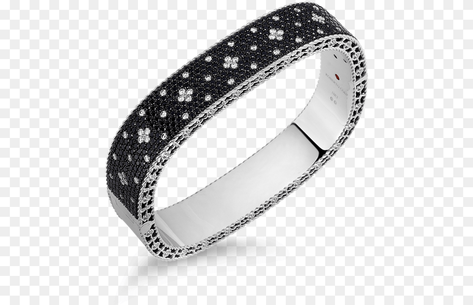 Roberto Coin Medium Bangle With Black And White Fleur Bangle, Accessories, Bracelet, Jewelry, Diamond Free Png Download