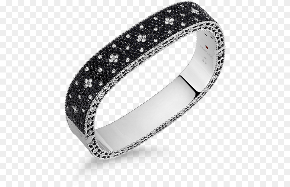 Roberto Coin Medium Bangle With Black And White Fleur Bangle, Accessories, Bracelet, Jewelry, Diamond Free Transparent Png