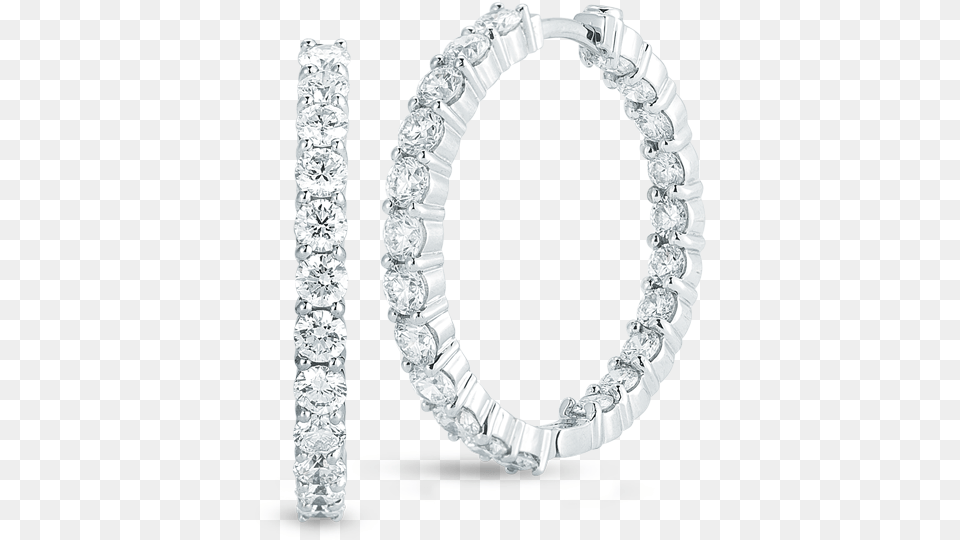 Roberto Coin Perfect Diamond Hoops 18k White Gold Roberto Coin 18k White Gold Diamond Inside Out Hoop, Accessories, Bracelet, Gemstone, Jewelry Png