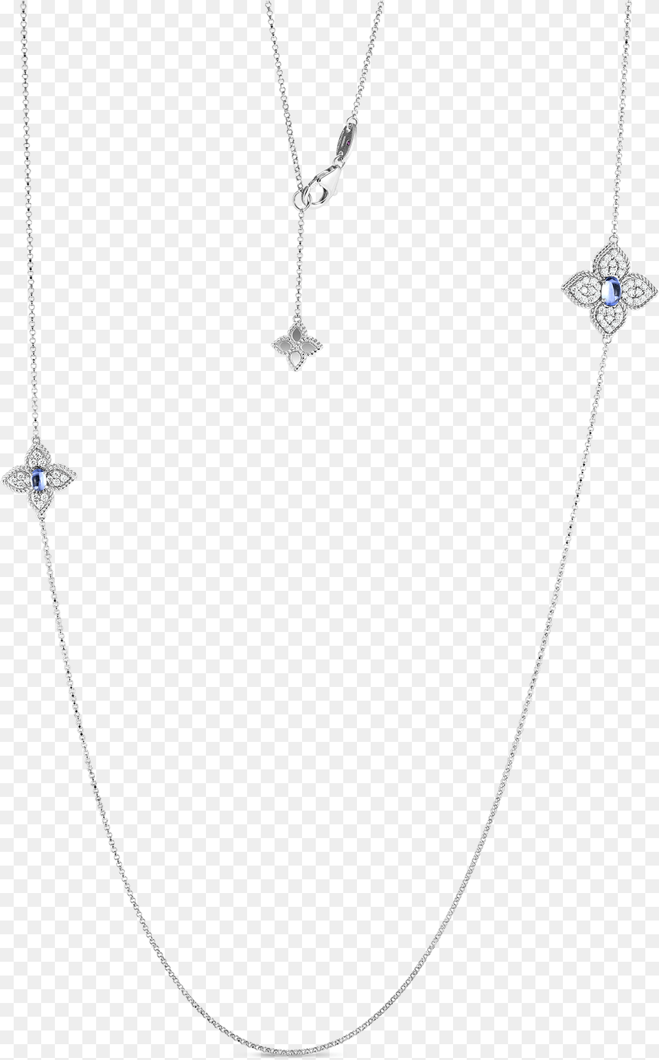 Roberto Coin Princess Flower Diamond Tanzanite Chain, Accessories, Gemstone, Jewelry, Necklace Png Image