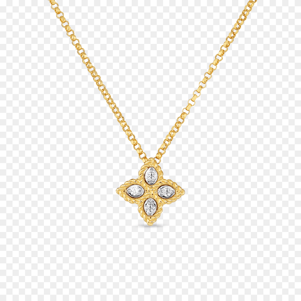 Roberto Coin Princess Flower Gold And Diamond Pendant Providence, Accessories, Gemstone, Jewelry, Necklace Png Image