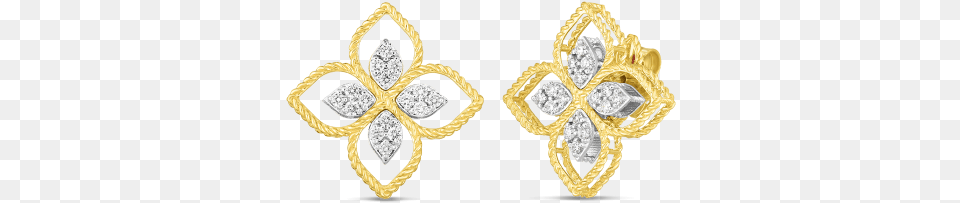 Roberto Coin Princess Flower Large Open Diamond Earrings Earring, Accessories, Gemstone, Jewelry, Cross Png
