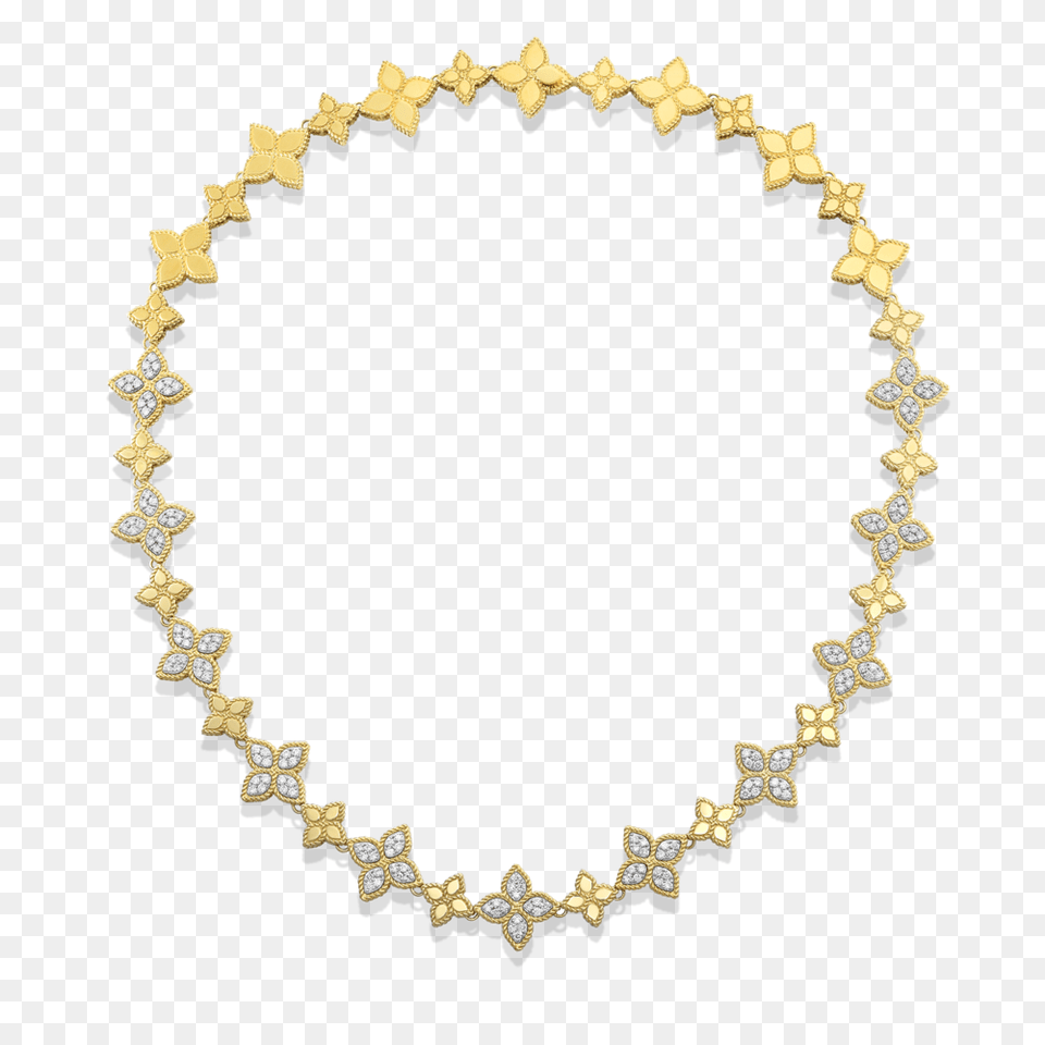Roberto Coin Princess Gold And Diamond Alternating Link Necklace, Accessories, Jewelry, Bracelet Free Png Download