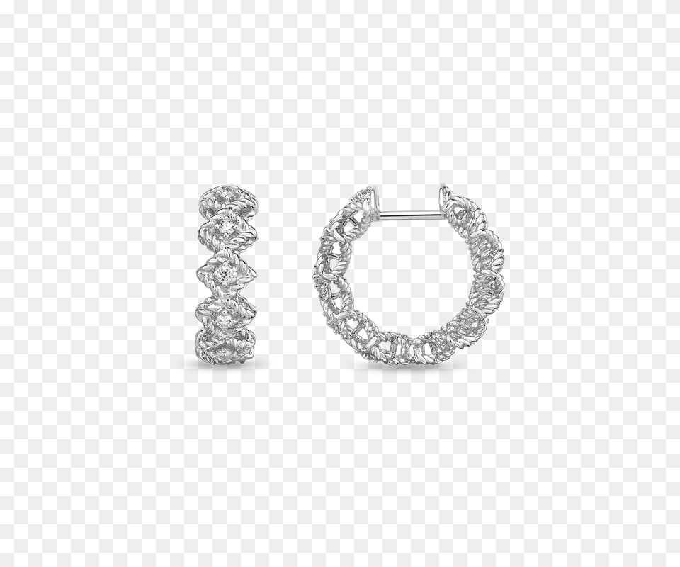 Roberto Coin Round Diamond Hoop Earring Earring, Accessories, Gemstone, Jewelry, Silver Free Png Download