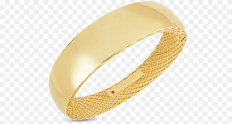 Roberto Coin Wide Gold Bangle, Accessories, Jewelry, Ornament, Plate Png