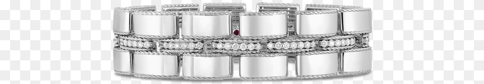Roberto Coin Wide Retro Link Bracelet With Diamond Platinum, Accessories, Silver, Jewelry, Gemstone Png Image
