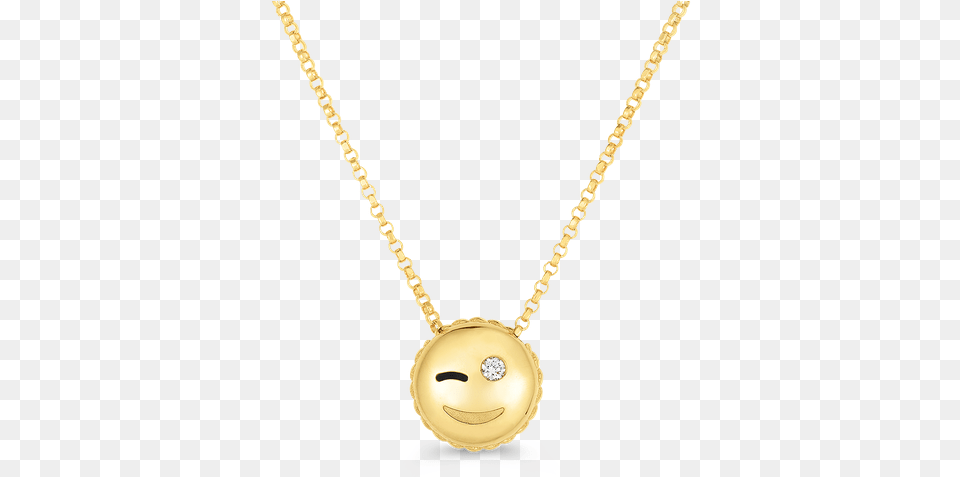 Roberto Coin Wink Emoji Pendant With Diamonds Pendant, Accessories, Jewelry, Necklace, Gold Free Transparent Png