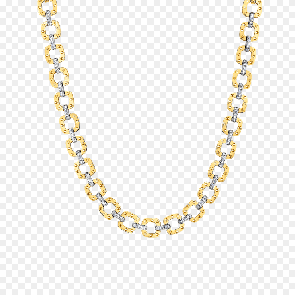 Roberto Coins Italian Gold Link Necklace With Diamonds, Accessories, Jewelry, Chain Png