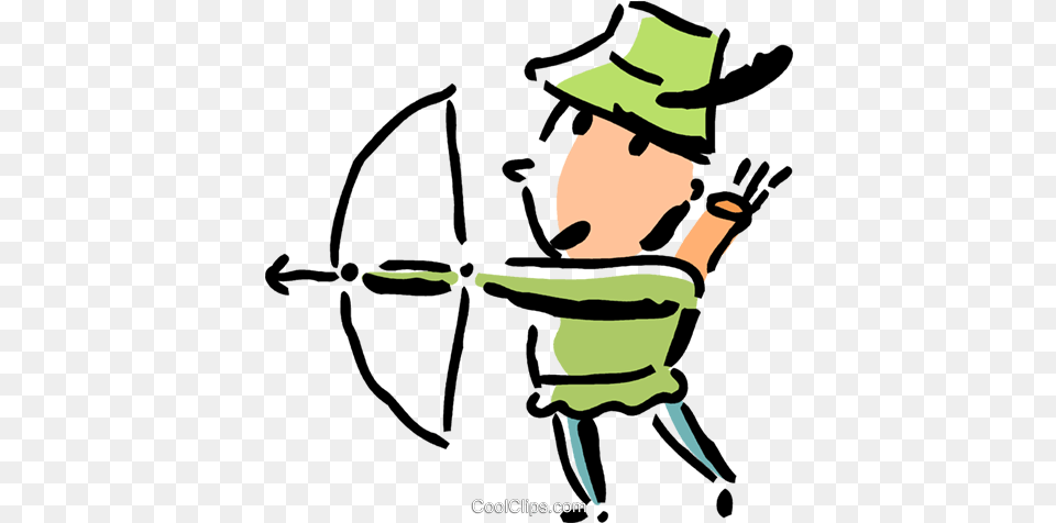 Robin Hood With His Bow And Arrow Royalty Free Vector Clip Bogen Clipart, Clothing, Hat, Adult, Male Png