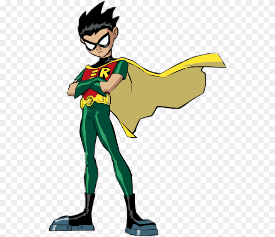 Robin Teentitans Teen Titans Robin, Cape, Clothing, Person, Cartoon Free Transparent Png