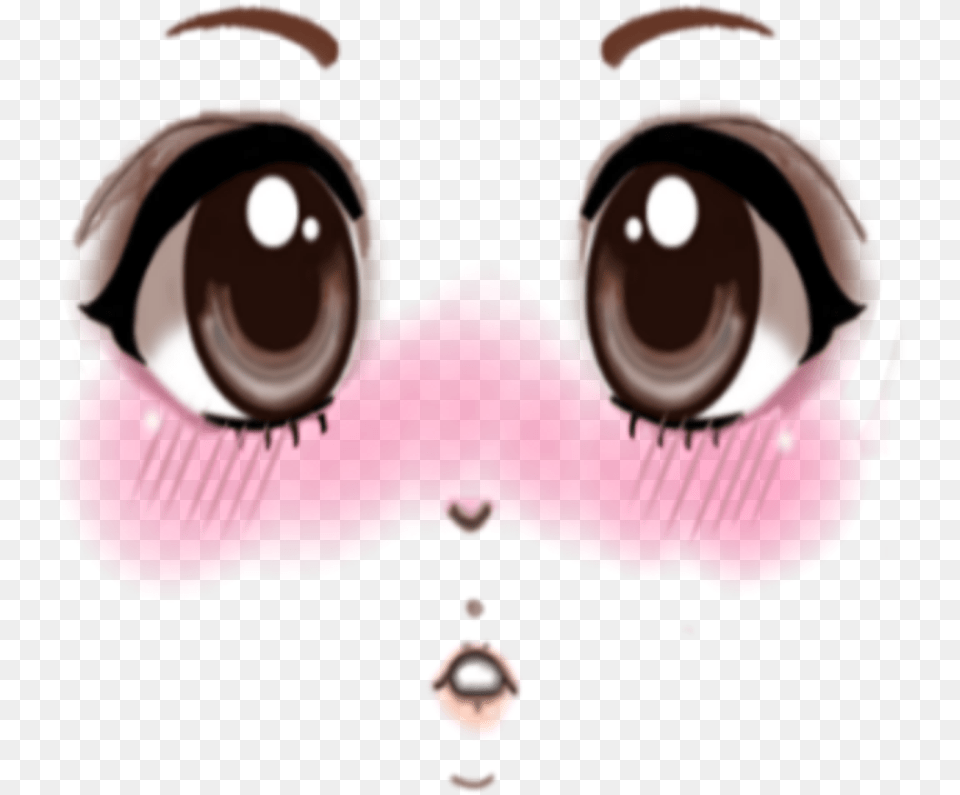 Roblox Face Anime Eyes Blush Transparent, Electronics, Headphones Png Image