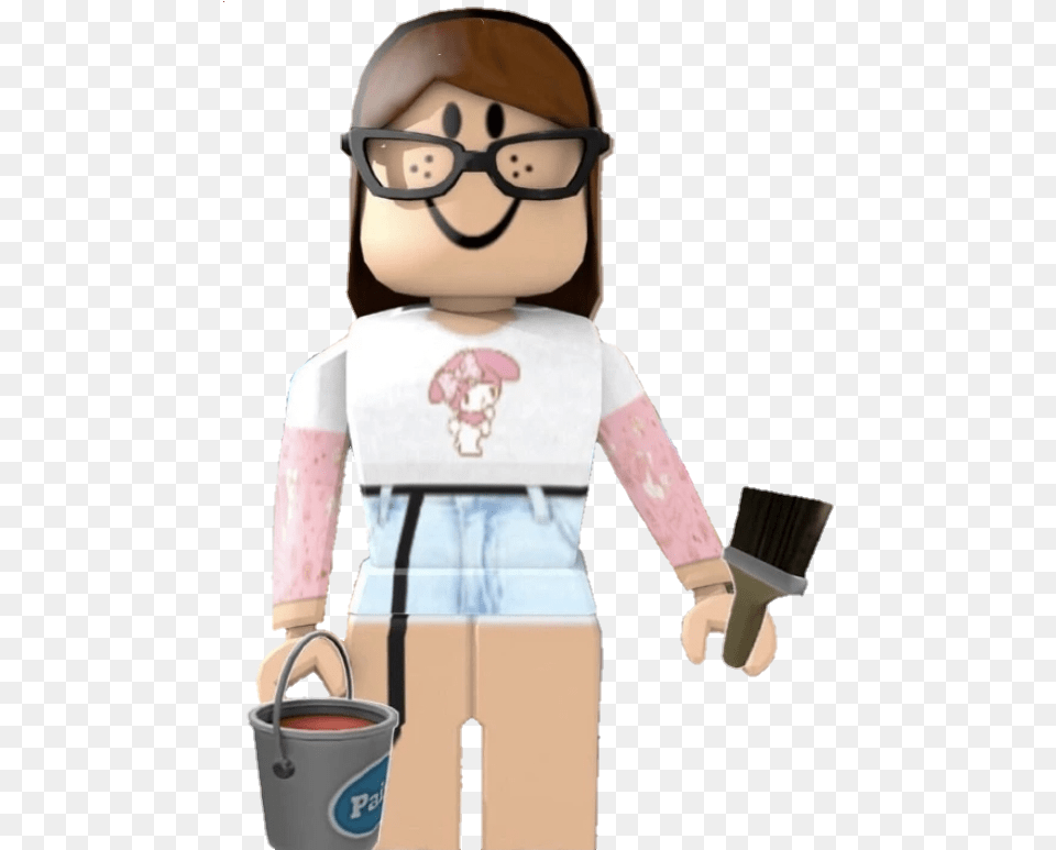 Roblox Girl Gfx Bloxburg Aesthetic Paint Cartoon, Female, Child, Person, Cleaning Png