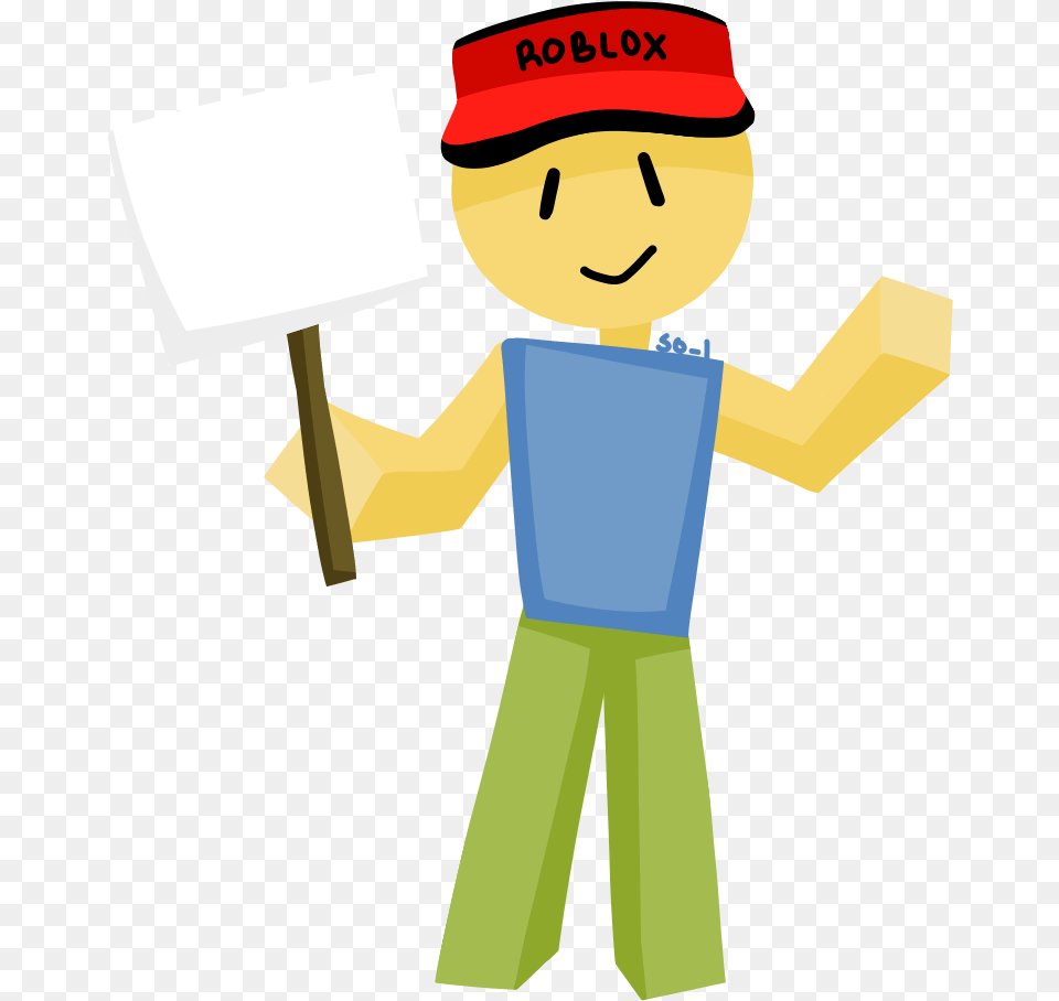 Roblox Noob Holding A Sign Blank, Person, Face, Head, Cleaning Free Png