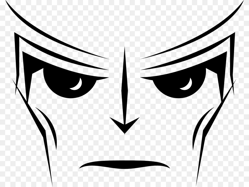 Robot Android Alien Eyes Face Monster Stern Black And White Faces Of Robot, Silhouette, Nature, Night, Outdoors Free Png Download