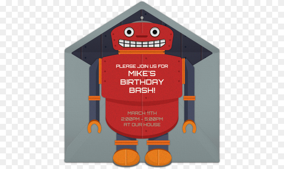 Robot Birthday Online Invitation Birthday, Advertisement, Poster Png Image