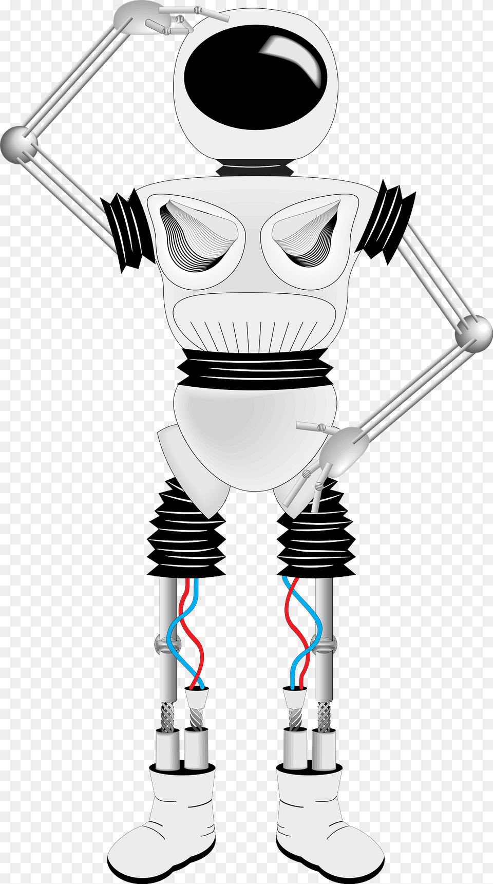 Robot Black And White Clipart, Adult, Male, Man, Person Free Png Download