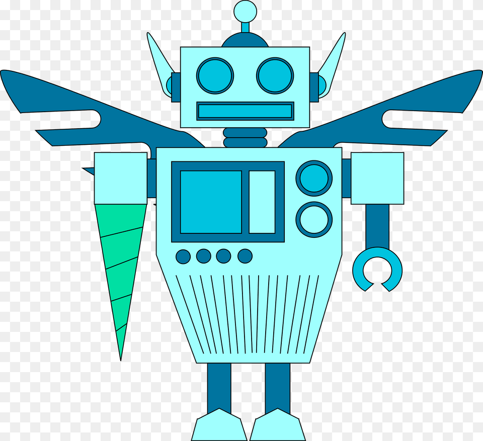 Robot Blue Face And Body Blue Wings Clipart Free Png Download