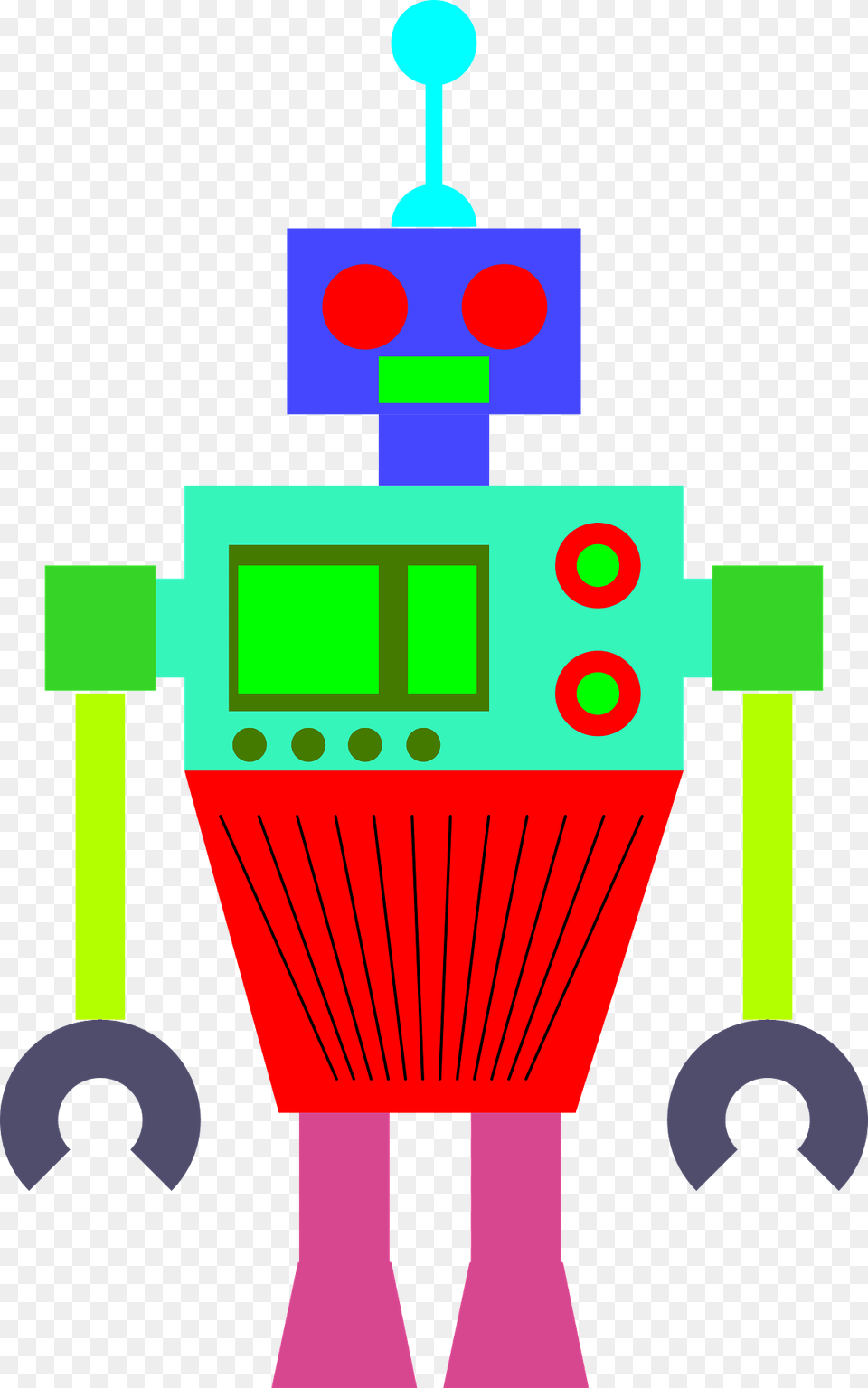Robot Blue Face Green And Red Body Clipart Free Png Download