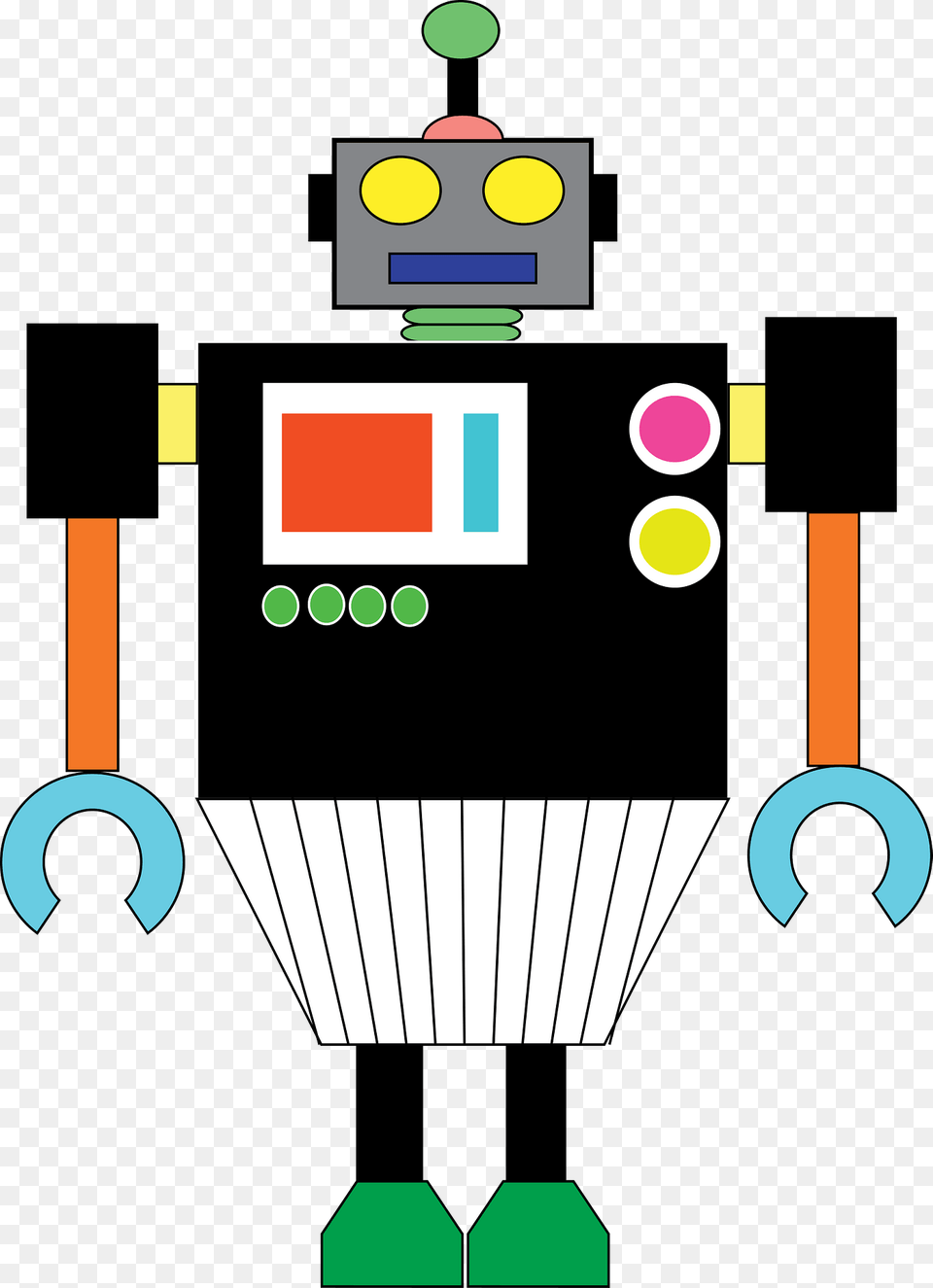 Robot Gray Face And Black Body Clipart Png