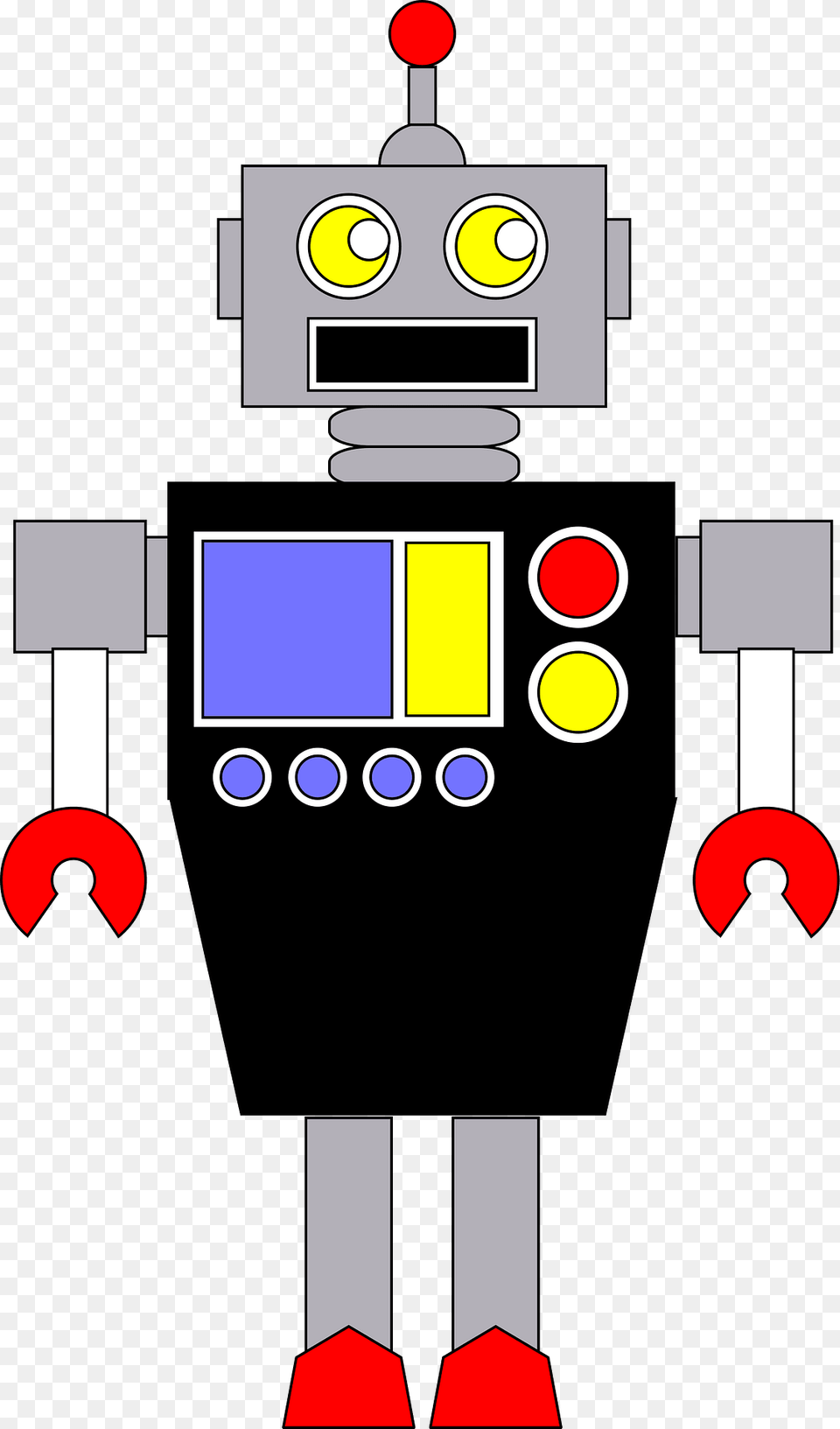Robot Gray Face And Black Body Clipart Png